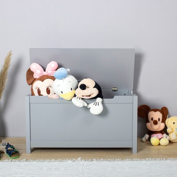 Toy box store with hinged lid